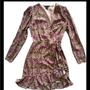 Paige Morris XS Dress Wrap Around Rose Pink V Neck Cocktail Dress XS